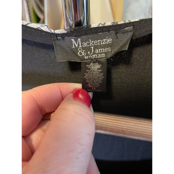 Mackenzie & James Black Black Sheath Dress White Open Cardigan Sz 1X - Picture 6 of 7